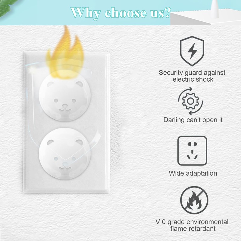 Fielect Outlet Plugs Covers Childproof Outlet Covers Protectors Electric Socket