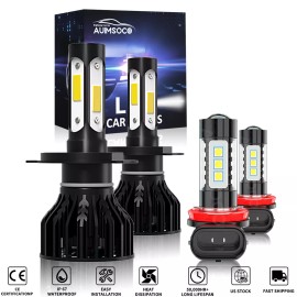 AUIMSOCO LED Headlight + Fog Light Kit for Toyota Tundra 2014-2018 Tacoma 2012-2015 6000K