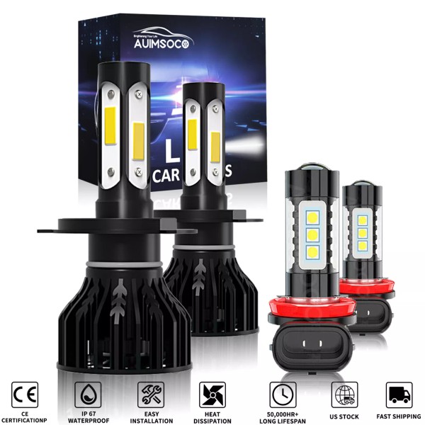 AUIMSOCO LED Headlight + Fog Light Kit for Toyota Tundra