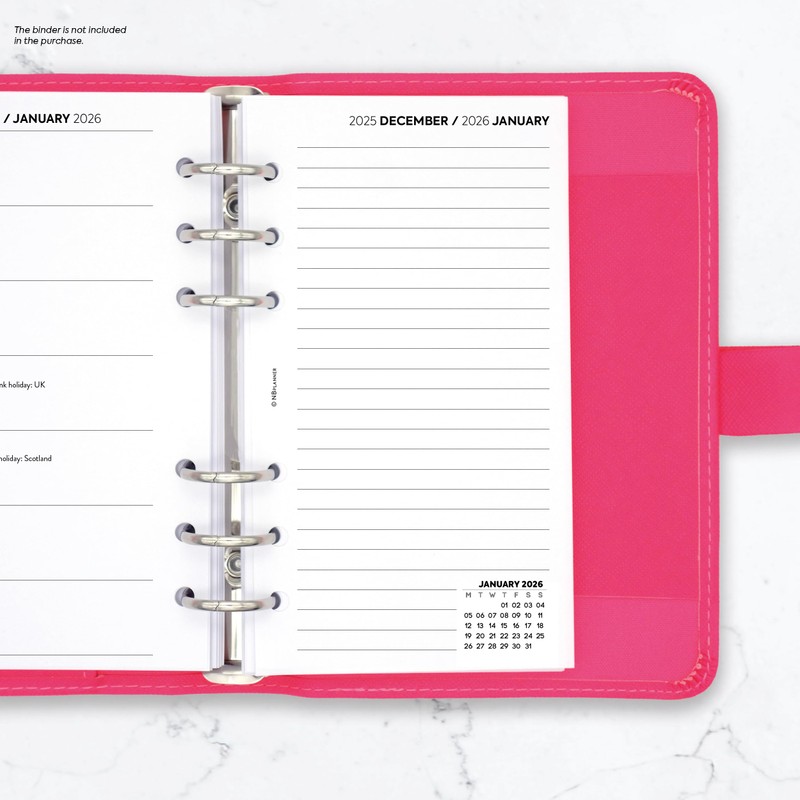 2026 Week on one page diary & lined notes organiser