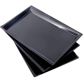 Supernal 12 Pack Black Plastic Serving Trays, 15"x10" PlasticTrays, Plastic Fast Food Tray, Heavy Duty Platters, Disposable Serving Party Platters Black，Party Serving Trays
