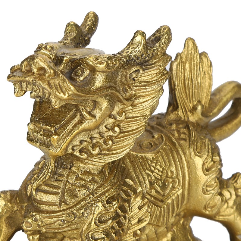 Qilin Ornament Brass Home Desktop Statue Collection Lucky Animals Crafts