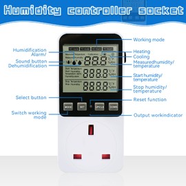 Digital Thermostat Temperature Controller, Socket Outlet 230V Temperature Control Switch Heating Refrigerator or Greenhouse Reptile arm/Terrarium Home (Square)