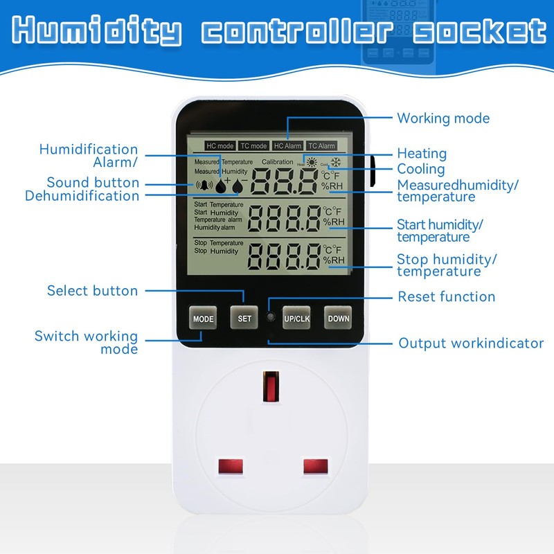 Digital Thermostat Temperature Controller, Socket Outlet 230V Temperature Control Switch