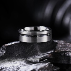 King Will 8mm Mens Wedding Band Tungsten Ring for Men Meteorite Inlay Brushed Gunmetal Plated Engagement Ring Daily Wear丨Galaxy Collection 10
