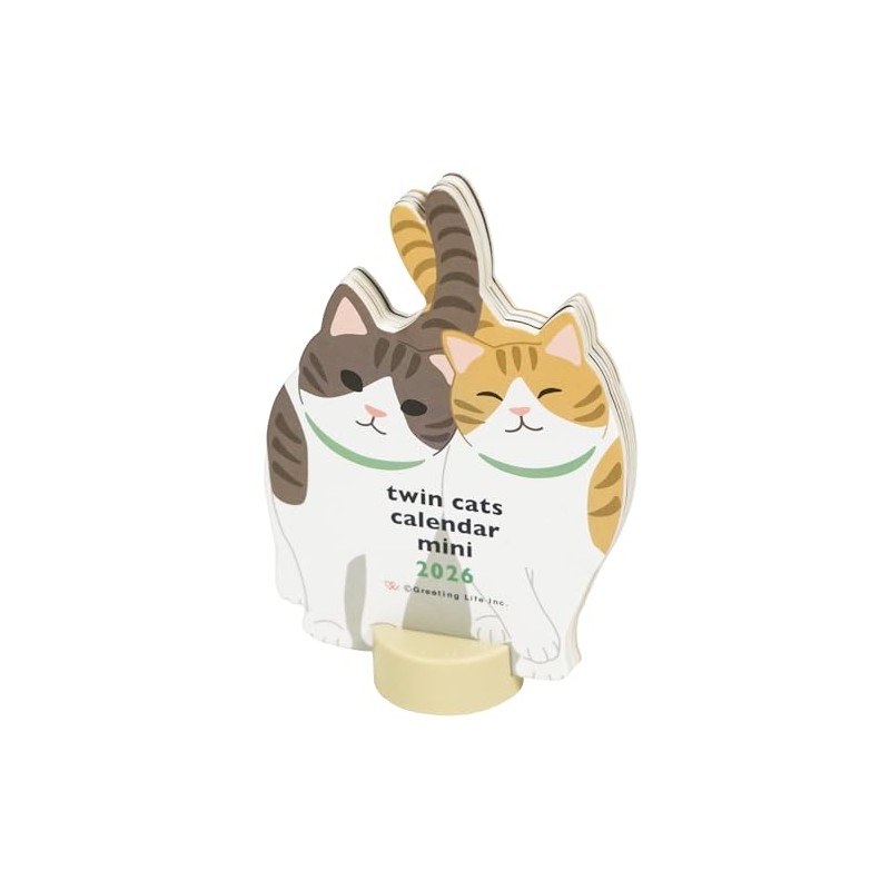 Greeting Life 2026 Calendar Animal Die Cut Mini Twin Cat