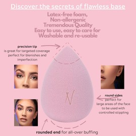Nanshy Dusty Rose Pink Makeup Sponge - Latex Free, Vegan Friendly Beauty Blender for Flawless Foundation Application (Liquid & Powder)
