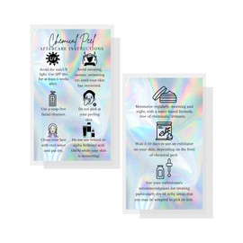 Boutique Marketing LLC Chemical Peel Aftercare Cards | 50 Pack | Business Card Size 2 x 3.5 inches | Chemical Peel PMU | Non-Reflective Matte Rainbow Holographic Look Design