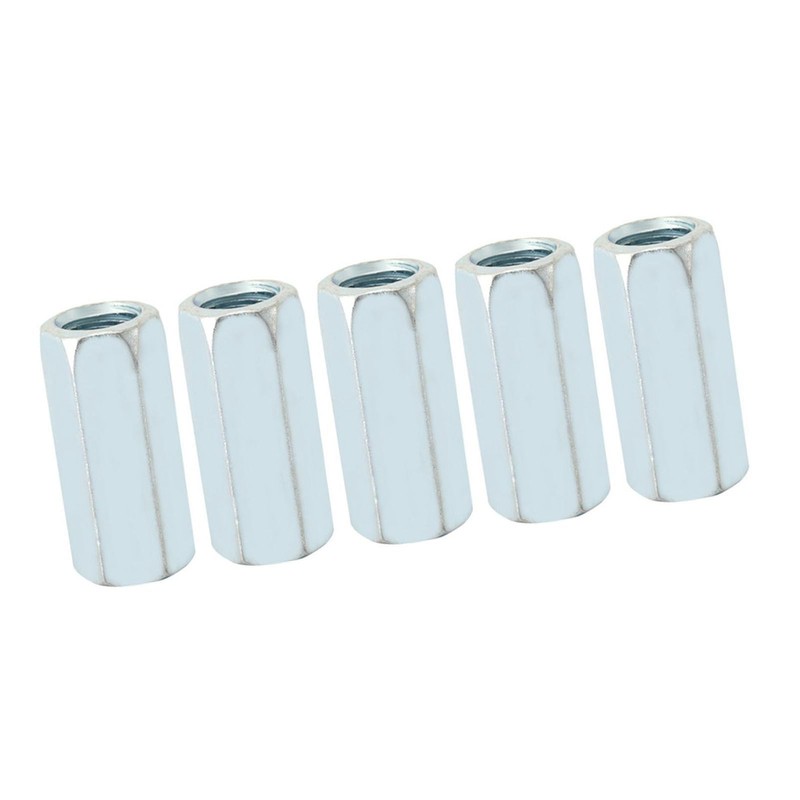 5pcs M12*40 Long Rod Coupling Nut, Carbon Steel Hex Sleeve