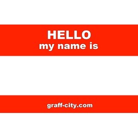 'Hello My Name is' Stickers/Name Label Tags - Red & White 100-8cm x 6cm