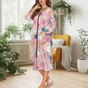 ZIATUBLES Cartoon Cat Pink Print Women Nightgowns Zipper Front Robes