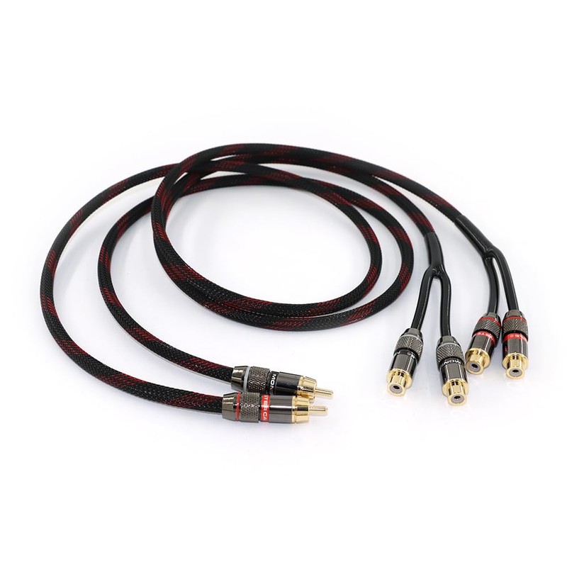 Bubiercaes RCA Splitter Cable, 1ft Shielded Audio Y-Adapter, 1-Male to