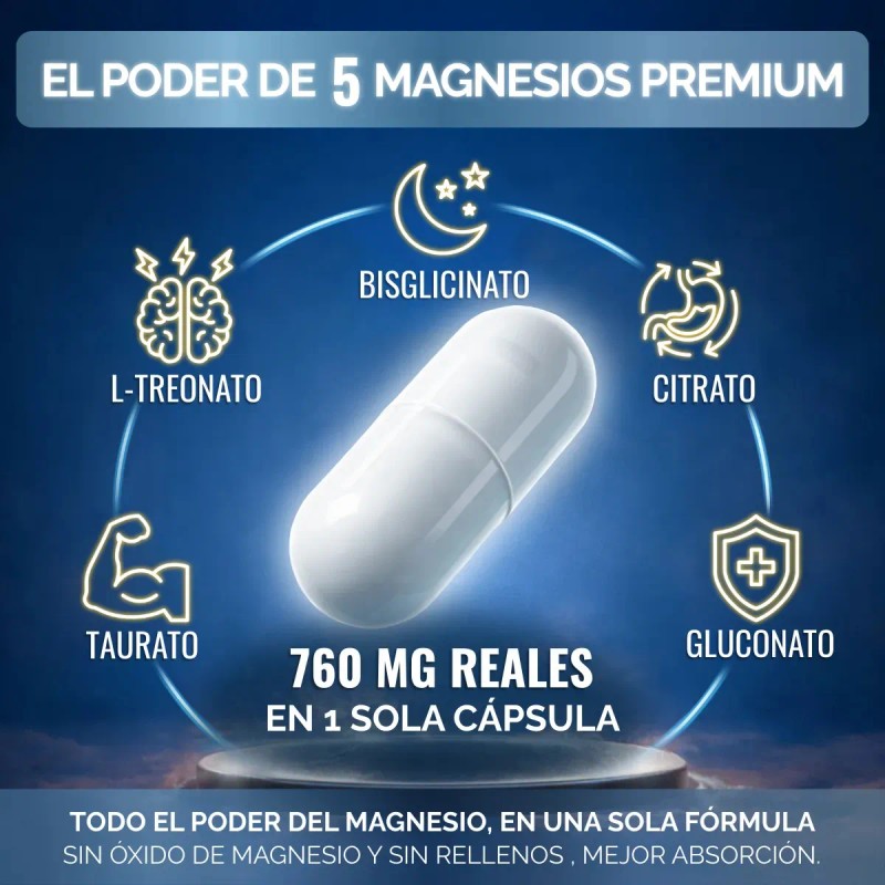 Oby Magnesio Complex Citrato Glicinato Treonato Taurato Gluconato Oxido Minerales