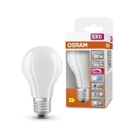 OSRAM Superstar Dimmable LED Lamp with Ultra High Colour Rendering (CRI90) for E27 Socket, Matte Glass, Cool White (4000K), 806 Lumens, Replacement for Conventional 60W Bulbs, Dimmable, Pack of 1
