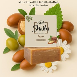 Sheifu Argan Oil Natural Soap 125 g - Vegan Shower Soap for All Skin Types, Solid Face & Hand Soap for Blemished Skin, Palm Oil Free, Handmade, Sustainable