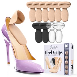 Ballotte Premium Silicone Heel Pads for Shoes. Soft Heel Grips or Inserts for Big Shoes, Alleviates Slipping & Discomfort, Comfortable Cushioning for High Heels, 10-Pack (Multicolor)