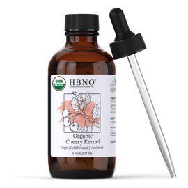 HBNO Organic Cherry Kernel Oil - 4 OZ (120 ml) Value Size - Natural Cherry Oil, Cold Pressed - Perfect Carrier Oil for Massage, Aromatherapy, DIY, Soap Making, Face, Body, Lips, Hair, Nails