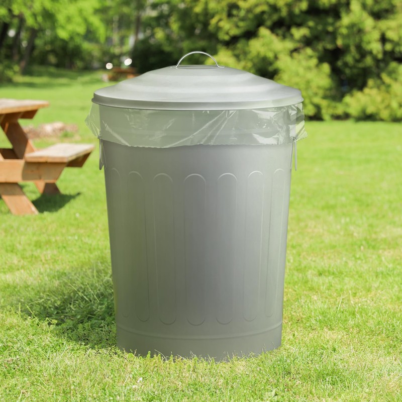 Plexon Round Trash Can 13 Gallon, Vintage Metal Outdoor Trash