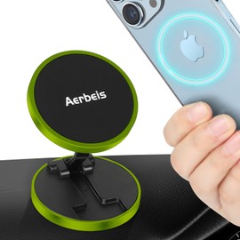Aerbeis Magnetic Phone Holder Mount for Car, Compatible with MagSafe, Folding Magnetic Phone Mount Adapter for Car Holder Mount, Folding Metal Car Phone Holder
