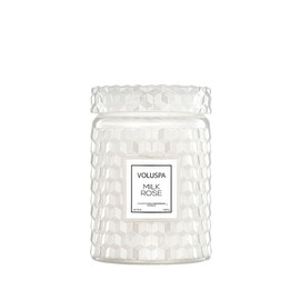 Voluspa Milk Rose, Large Candle Jar, 18 Ounce, 100 Hour Burn Time, Coconut Wax for Clean Burning, Handcrafted in The USA