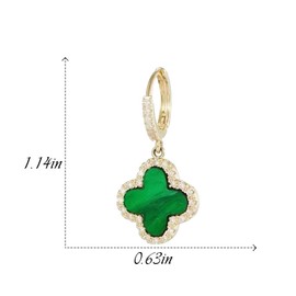 DAAOHABY St. Patrick's Day Irish Earrings - Four Leaf Clover Lucky Sparkling Earrings For Women Girls,Stud Earrings Green Love Diamond Crystal Emerald Jewelry For Valentine's Day, Metal, No Gemstone