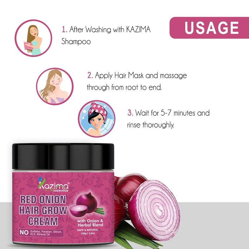 KAZIMA Red Onion Hair Growth Cream with Onion Oil &