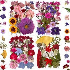 MIKIYA 85Pcs Dried Pressed Flowers for Resin Molds, Real Natural Bulk Dry Floral Leave for DIY Art Crafts, Epoxy Jewelry, Candle, Soap Making, Nails Decors Gifts