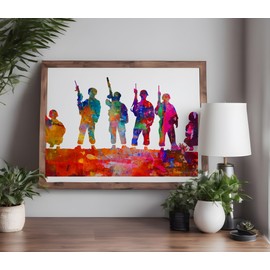 Soldier Men Rifles Stencil Template Reusable for Painting on Walls, Wood, Arts and Crafts (586) - 5.5 x 8.5 Inches