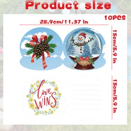 Embhlitfe 10 Pcs Diamond Painting Christmas Cards,Diamond Painting Christmas Greeting Cards 5D Diamond Painting Kits,Diamond Painting Christmas Thanksgiving Greeting Cards for Family Friends