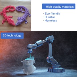3D Printed Crystal/ Rose Dragon, Relief Anxiety Dragon Action Figures 3D Printed Toys, Rotatable and Poseable Joints 3D Articulated Dragon Toys, 3D Printed Toys for Kids & Adults 2PCS (21.7in-Black)