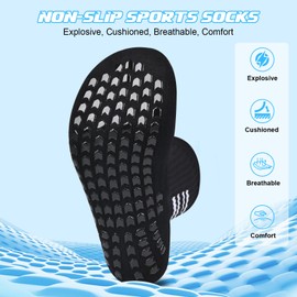 GOGOGOAL Grip Football Soccer Socks Men Women Cushioned Non-slip Sports Crew Socks Rugby 9-12 3black+1white L 4 Pair