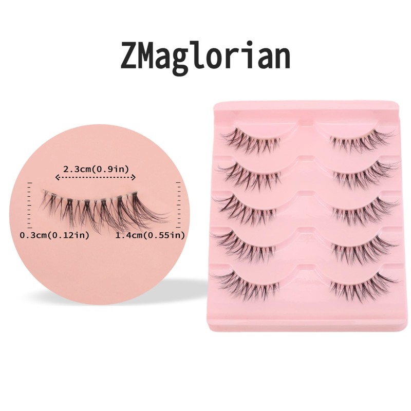 ZMaglorian Half Eyelashes Natural False Eyelashes Clear Band Pair Lashes