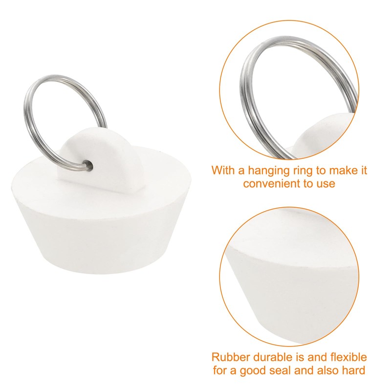 sourcing map 2pcs Rubber Drain Stopper with Hanging Ring, Bathtub