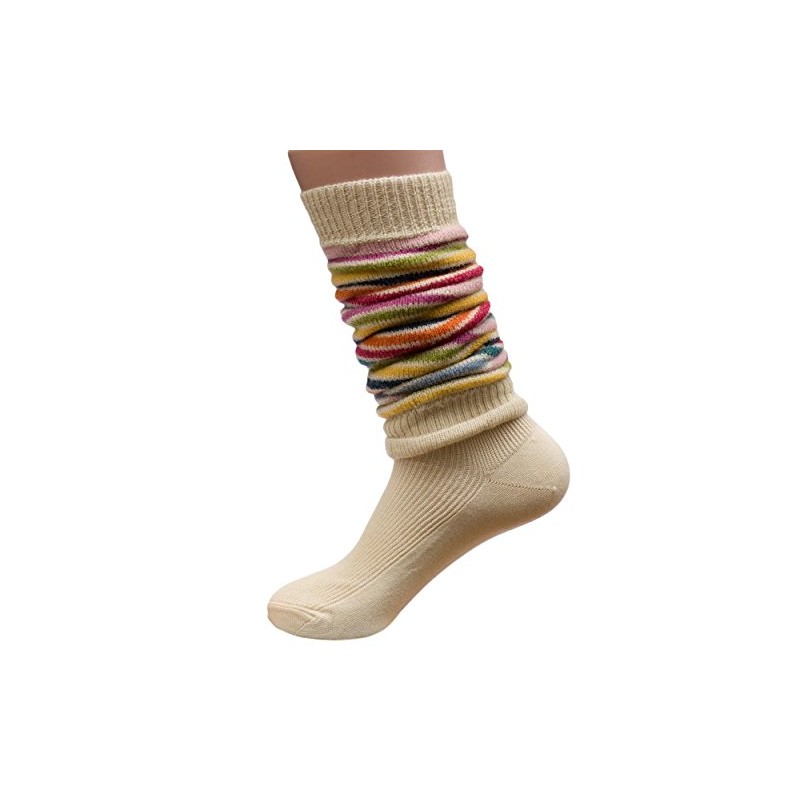 Hirsch Natur, Leg Warmers 100% Wool (kbT), Natural/striped waistband