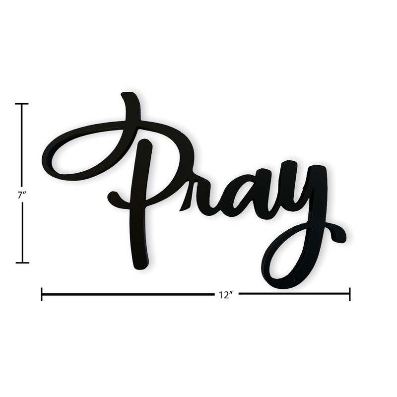Pray 3D Wood Art Word Script Cutout Sign (12x7 inches),