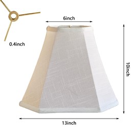 zlamxf Lampshade Octagonal Bell Lamp Shades 6" Top x 13" Bottom x 10.5'' Vertical High, Natural Linen Hand Crafted for Table & Floor Lamps(Creamy White, Meduim Bell-2 Pack)