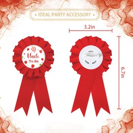 Strawberry Uncle to Be Tinplate Badge Pin, Berry Best Uncle Ever Pin, Gender Reveal Button for Men, Red Rosette Uncle to Be Award Ribbon, Strawberry Baby Shower Party Favors