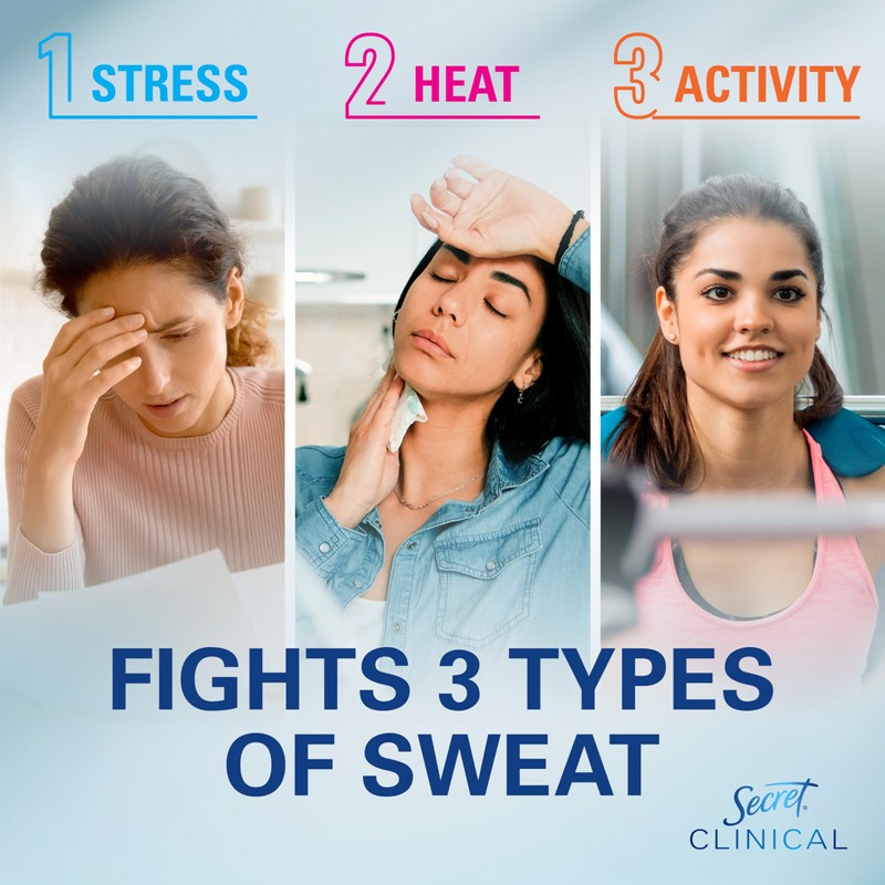 Secret Clinical Strength Antiperspirant Deodorant for Women, 3X Stress Protection,