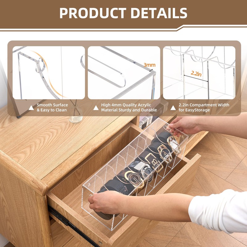Cool Blang Acrylic Belt Organizer with Dust Cover – Clear