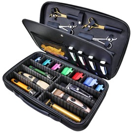 Yueieoun Barber Clippers Case for Travel, 17-inch X-Large Hair Cutting Supplies Bag for Groomer, Trimmer Razor Storage Case for Men, Pet Grooming Kits Organizer for Ufree/for Wahl/for Andis - Black