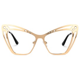 VOOGLAM Cateye Clear Lens Glasses for Women Fashion Glasses Frame Non-Prescription Eyeglasses Gold