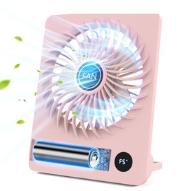 tertran Desk Fan, 5.5 Inch Personal Fan Rechargeable with 180° Foldable, 5 Speeds Ultra Quiet Table Fan with LED Display, Strong Wind Portable Fan with Aroma for Travel Home Office Bedroom(Pink)