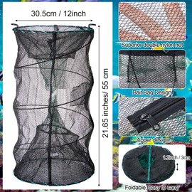 3 Pcs Minnow Trap Cylindrical Hexagon Crab Trap Crawfish Fishing Net Fishing Bait Traps Fishing Bait Trap Lobster Shrimp Net Trap Collapsible Cast Net Dip Cage Portable Folded Fishing Accessories