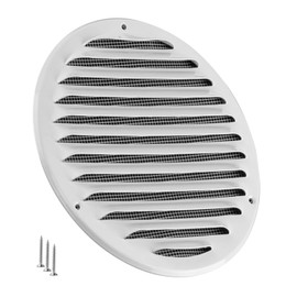 TURvent Metal 6 inch Vent Cover (Duct Opening) - White HVAC Return Air Grille for Wall and Ceiling with Mesh - Round Soffit Vents for Outdoor and Indoor Use - External Diameter 7.83 inch