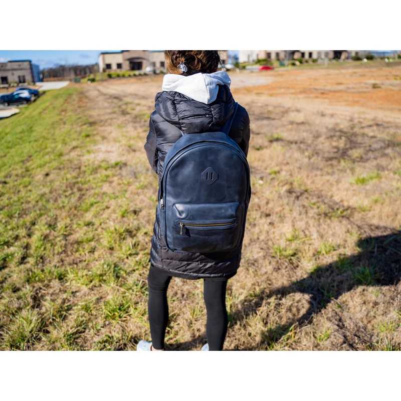 olpr. Leather Backpack (Blue)