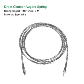 sourcing map 1 Pcs Drain Clog Remover 118.1 inch 3 M, Drain Augers Hair Remover Spring Cable with Rotate Handle, Plumbing Snake for Kitchen Sink, Bathtub Drain Toilet