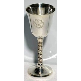 New Age Imports, Inc. Pentagram Chalice 5" High~ Silver Plated 100% Solid Brass