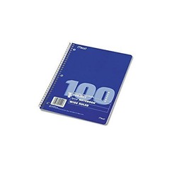 Spiral Bound Notebook, Wide/Margin Rule,10 8,White,1 Subject 100 Sheets/Pad