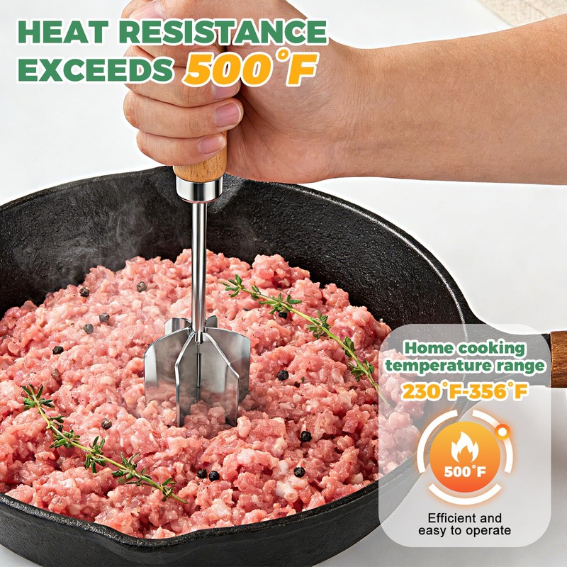 304 Stainless Steel Meat Chopper & Masher - Heavy Duty