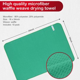 SINLAND Kitchen Towels Premium Sublimation Blank Towels Fast Drying Tea Towel Polyester Dish Towels for Drying Dishes Festive Decoration 16 Inch X 24 Inch 10 Pack Green